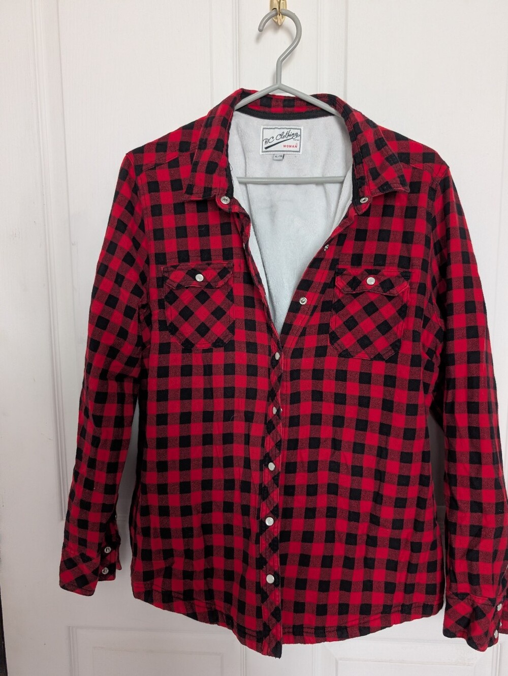 Red and Black Plaid Button-Up Shirt